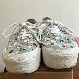 Floral Denim Platform Vans